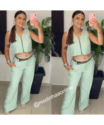 Calça Alfaiataria Jamily Verde Água